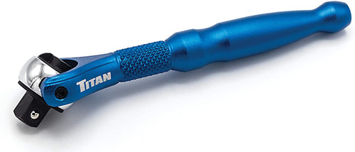 Titan Tools 11326 Micro trinquete con cabezal giratorio de 1/4 pulg., Azul