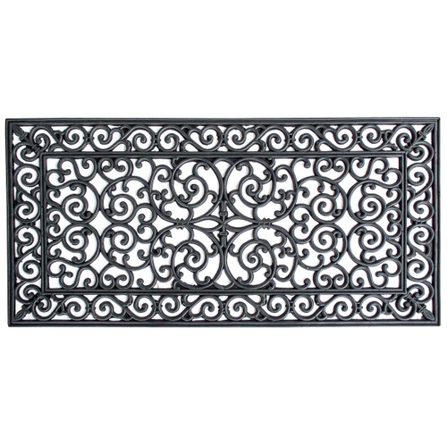 AmeriHome RMATDE42 Tapis de porte en caoutchouc pour entrée à volutes décoratives, 4 pi x 2 pi