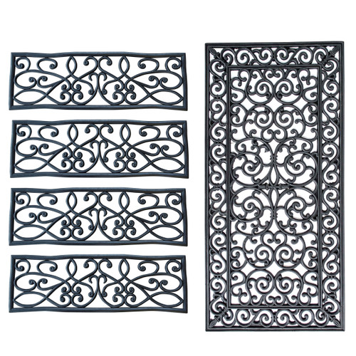 AmeriHome RMATEKIT Decorative Scrollwork Entryway Rubber Mat Set - 5 Piece