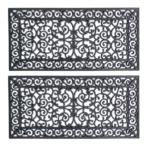 AmeriHome RMATDE42-2PK Tapis de porte d'entrée décoratif en caoutchouc de 4 pi x 2 pi - paquet de 2