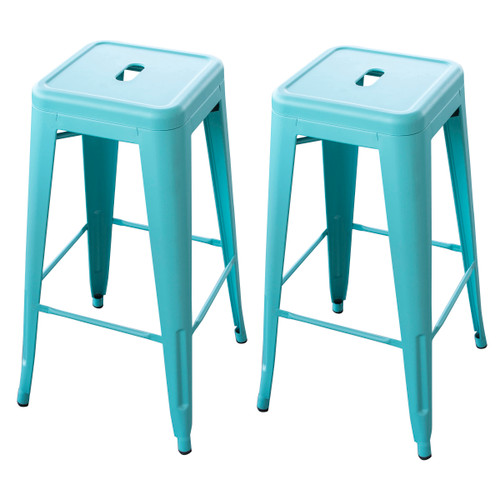 AmeriHome BS030TL2PK Loft Teal Banco de bar de metal de 30 polegadas - 2 peças