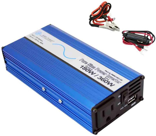 AIMS Power 180 Watt Pure Sine Inverter with USB Port (PWRI18012S)