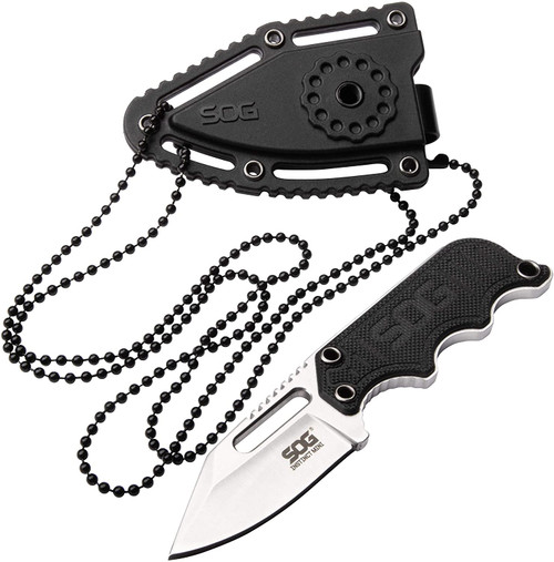 SOG nb1002-cp instinto mini cuchillo para el cuello hoja lisa satinada de 1,9 ", mangos g10