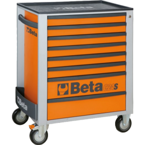 Beta Tools 024002681 モバイル ローラー キャビネット、引き出し 8 個、オレンジ