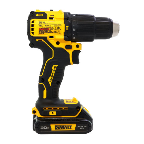 DeWalt DCD709C2 ATOMIC 20-Volt MAX Cordless Brushless Compact 1/2 in.  Hammer Drill, (2) 20-Volt 1.3Ah Batteries, Charger & Bag