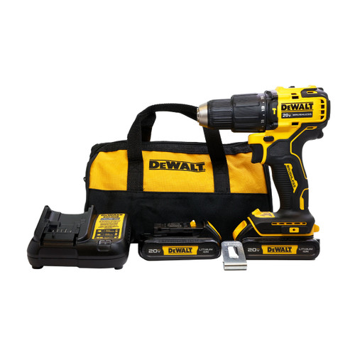 DeWalt DCD709C2 
ATOMIC 20-Volt max 
Cordless Brushless Compact 
1/2 in. Hammer Drill
(2) 20-Volt 1.3Ah Batteries
Charger
Contractor Tool Bag