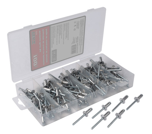 Titan Tools 85529 Juego de remaches de aluminio/acero de 100 piezas de 1/4 x 1/2 pulgadas