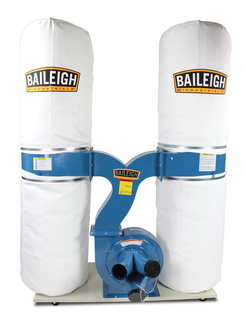 Baileigh 1002692 3HP 220V 1Ph Bag Style Dust Collector, 2300 CFM, 30 Micron Upper