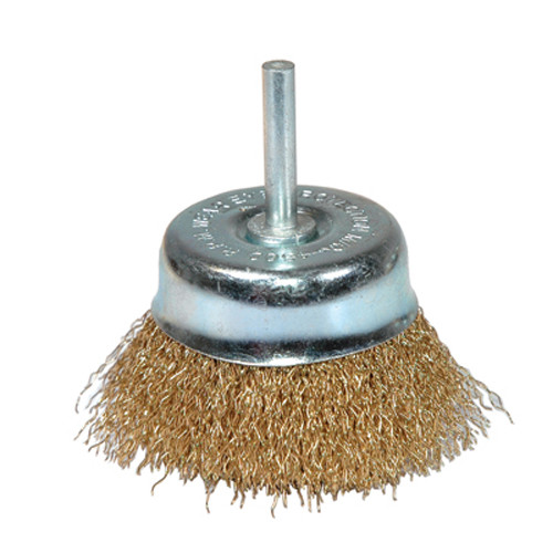K Tool 79216 Crimped Wire End Cup Brush, 3" Diameter, Coarse, 1/4" Stem, 4500 Max RPM