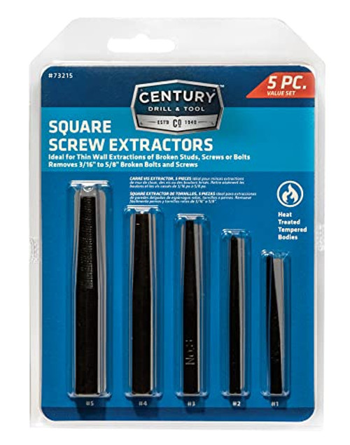 Century Drill 73215 Square Screw Extractor, 5pc