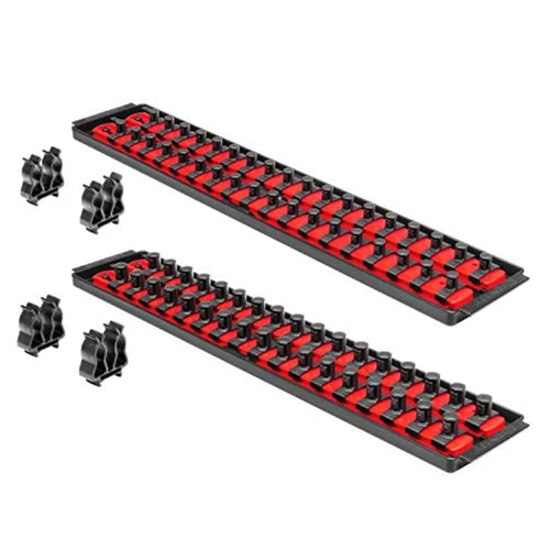 Mechanics Time Saver LAS25 1/4" Lock-A-Socket – 13-Piece, 14" Long, Magnetic Mount, One-Hand Removal, Fits Hansen Trays, Vertical Or Overhead Storage