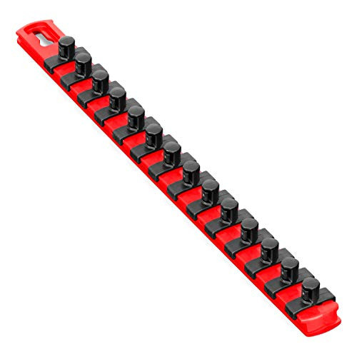 Ernst 8415 13 Socket Organizer with 14 Twist Lock Clips - Red - 3/8