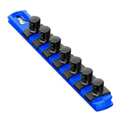 Ernst 8409M 8 organizador de soquete magnético com 7 clipes de soquete - azul - 1/2