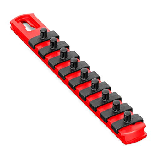 Ernst 8410M 8 Magnetic Socket Organizer with 9 Socket Clips - Red - 1/4