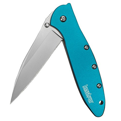 Kershaw 1660TEAL Leek, Teal Pocket Knife; 3 Bead-Blasted H-Performance Sandvik