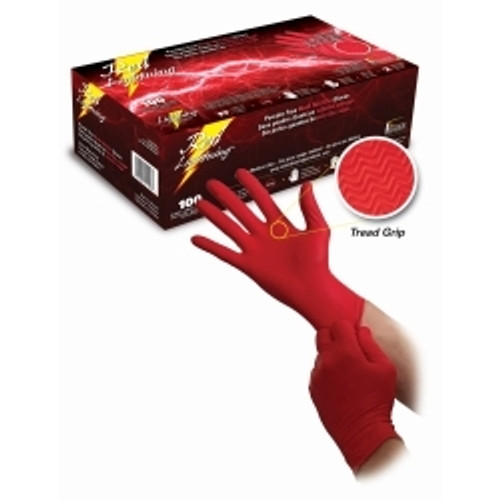 Atlantic Safety Products RL-S Red Lightning Nitrile Gloves, Small, 100/Box