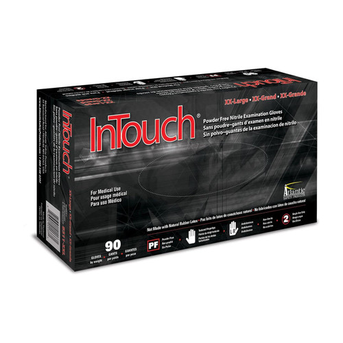 Atlantic Safety Products B311-XXL InTouch Exam Gloves, Black, Double XL, 90-Ct