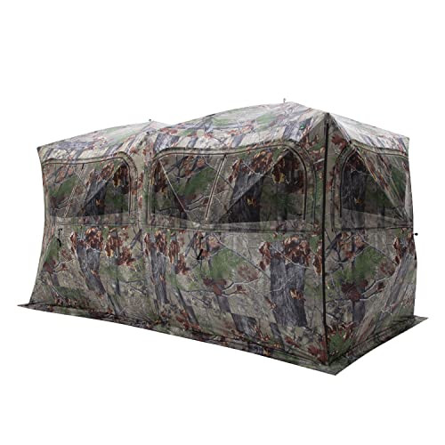 Barronett Beast BE650BW blind set up in forest with Backwoods camo pattern.