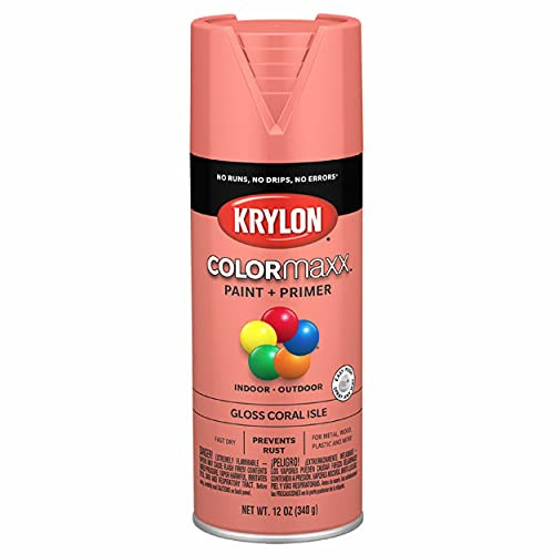 Colormaxx K05514007 Spray Paint and Primer for Indoor/Outdoor, Gloss Coral Isle