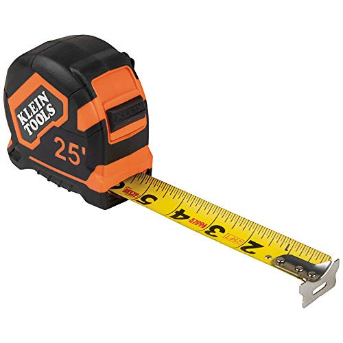 Klein Tools 9125 סרט מדידה, סרט מדידה כבד עם וו יחיד 25 רגל