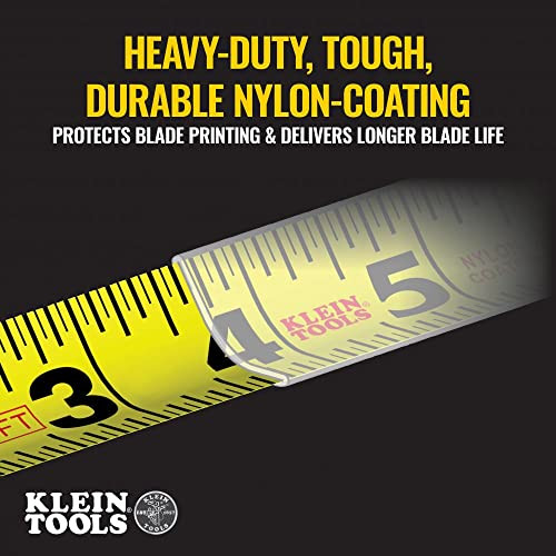 Klein Tools 9225 Tape Measure, Heavy-Duty Measuring Tape with 25-Foot  Double-Hook Double-Sided Nylon Reinforced Blade, with Metal Belt Clip