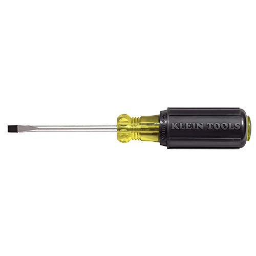 Klein Tools 601-3 3/16" Flat Head Screwdriver, Cabinet Tip with 3" Round Shank