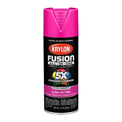 Krylon Fusion K02708007 All-In-1 Spray Paint for In/Outdoor Gloss Hot Pink 12 Oz