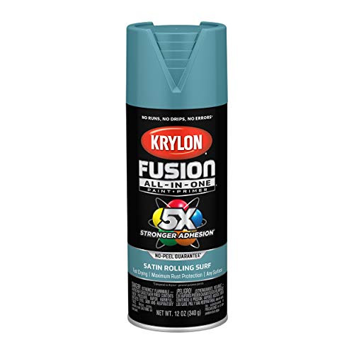 Krylon Fusion K02747007 All-In-1 Spray Paint for In/Outdoor Satin Rolling Teal