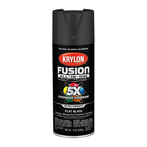 Krylon Fusion K02728007 All-In-1 Spray Paint for Indoor/Outdoor Use, Flat Black