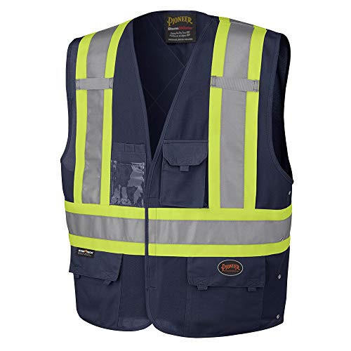 Pioneer Safety V1021580U-L/XL Sicherheitsweste für Herren, gut sichtbar, reflektierend, einfarbig, Neon