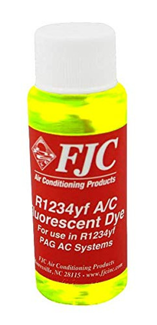 FJC 6810 UV dye bottle for R-1234yf A/C systems leak detection.