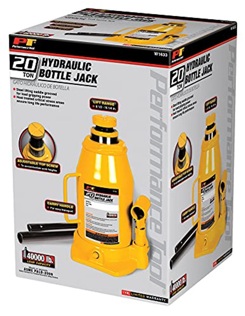 Performance Tool W1633 Cric a bottiglia idraulico per impieghi gravosi da  20 tonnellate (40.000 libbre) JB Tools