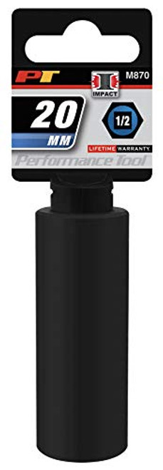 Performance Tool M870 1/2 Drive 6pt Impact Socket, 20mm