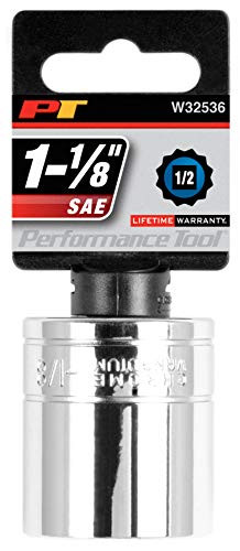 Performance Tool W32536 1/2 Dr 1-1/8 12Point Socket, 1 Pack