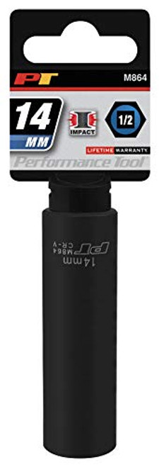 Performance Tool M864 1/2 Drive 6pt Impact Socket, 14mm