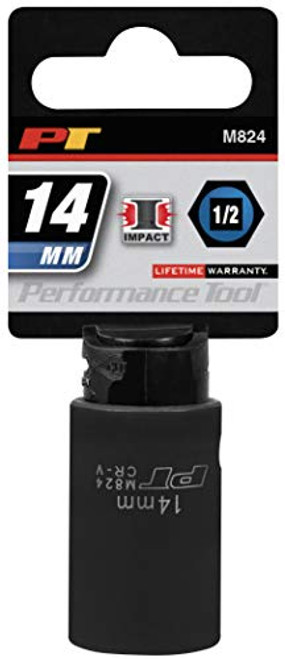 Performance Tool M824 1/2 Dr. 6-Point Impact Socket, 14mm