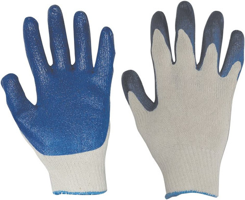 SAS Safety 641-1010 Cotton/Poly Knit - W/Blue Latex Palm Coating Work Gloves