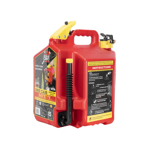 Bidon de gaz SureCan de 5 gallons, rouge, type ii, sécurité, bec flexible (sur5sfg2)