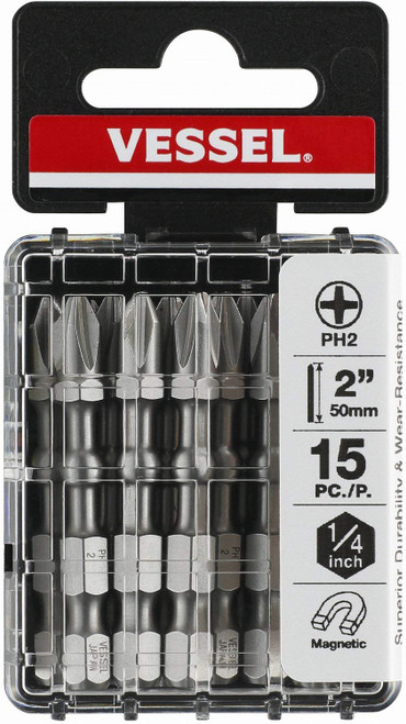 Vessel IMPACT BALL Torsion Bit PH2x50 15 Pc Set (IBPH250P15T)