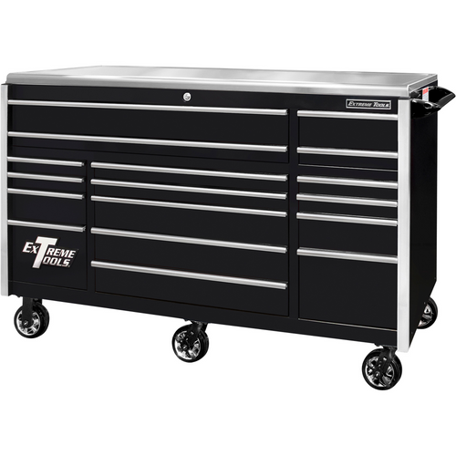 Extreme Tools EXQ Black w/Chrome Handles 72″ 17-Drawer (EX7217RCQBKCR)