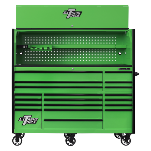 Extreme Tools Green 72" Hutch/19-Drawer Cabinet Combo (RX723020HRGK)