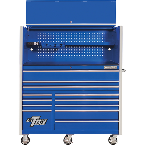 Extreme Tools Blue 55" Hutch & 12-Drawer Cabinet Combo (RX5513HRUC)