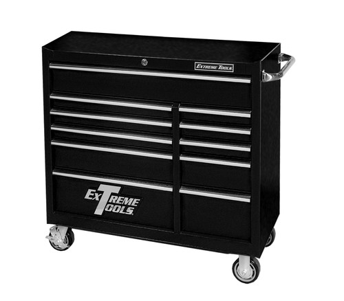 Extreme Tools PWS4124RCTXBK PWS Gabinete de rolo profundo de 41 polegadas, 11 gavetas e 24 polegadas