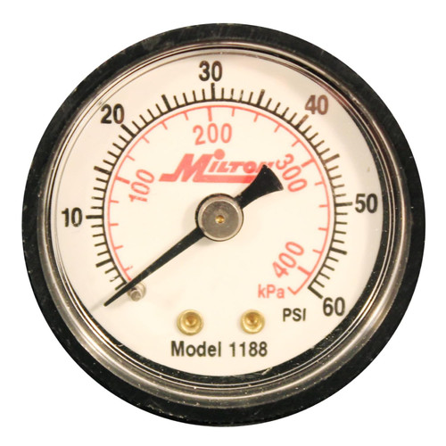 Milton 1188 مقياس ضغط صغير، 1/8 بوصة NPT، 0-60 رطل لكل بوصة مربعة