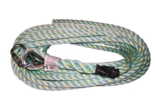 PeakWorks V84013075 Premium Vertical Lifeline, 5/8" Rope - 75 FT - Carabiner