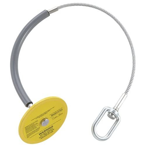 PeakWorks V8223146 Reusable Steel Drop Thru Anchor, 12" Plate, 4 Ft. Cable, Yellow