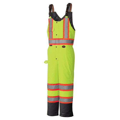 Pioneer Safety v1120661u-4xl pantalone con bretelle ad alta visibilità, impermeabile, antivento, giallo 4xl