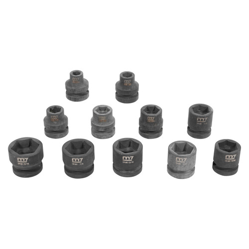 M7 1/2" Drive Impact Socket Set Stubby 11-Piece with 6-Point Head SAE (MA42011S)