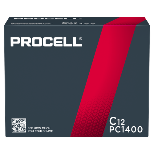 Procell Alkaline C Batteries, 1.5V - 12 Pack (PC1400)