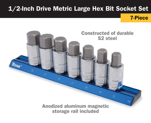 Titan Tools 7 pc. Metric Large Hex Bit Socket Set (16131) | JB Tools